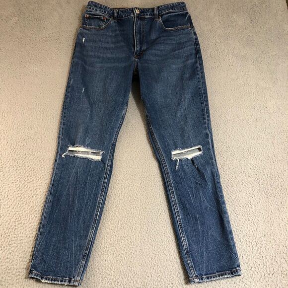 Abercrombie Fitch Jeans Women 10 Blue High Rise Skinny Distressed Preppy Classic - Picture 1 of 8